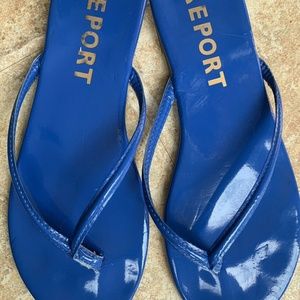COPY - REPORT Royal Blue Patent Flip Flop Thong T Strap S